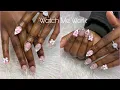 Watch Me Work Short Stiletto Nails Girly Pink White Nails Nail Inspo Bling Freestyle Nails