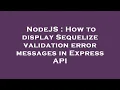NodeJS How to display Sequelize validation error messages in Express API