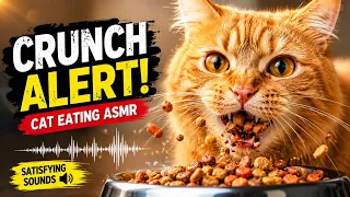 Relaxing Ginger Cat Crunching Food 🐱 | Satisfying Cat Eating Sounds (ASMR)