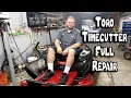 How To Repair Toro Timecutter SS5000 Zero Turn Mower In Bad Shape - Choke Cable Spindle and Belt