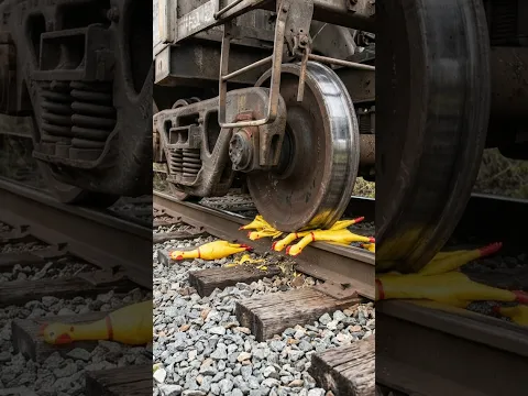 π Train Crushes Rubber Chicken ππ₯ | Funny Toy Destruction Experiment | Satisfying Slow Motion