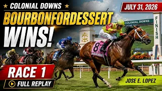 Bourbonfordessert Wins Colonial Downs Race 1 Full Replay Results - July 31 2026