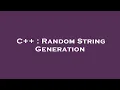 C Random String Generation
