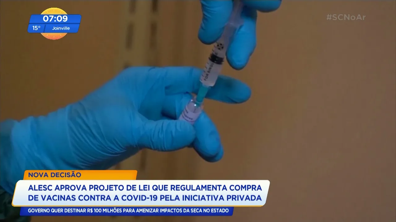 Alesc aprova projeto de lei que regulamenta compra de vacina contra Covid-19 pela iniciativa privada