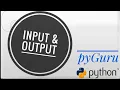 pyBasics 10 user input in python pyGuru
