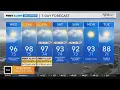 Brace for real feel temperatures nearing the triple digits this afternoon