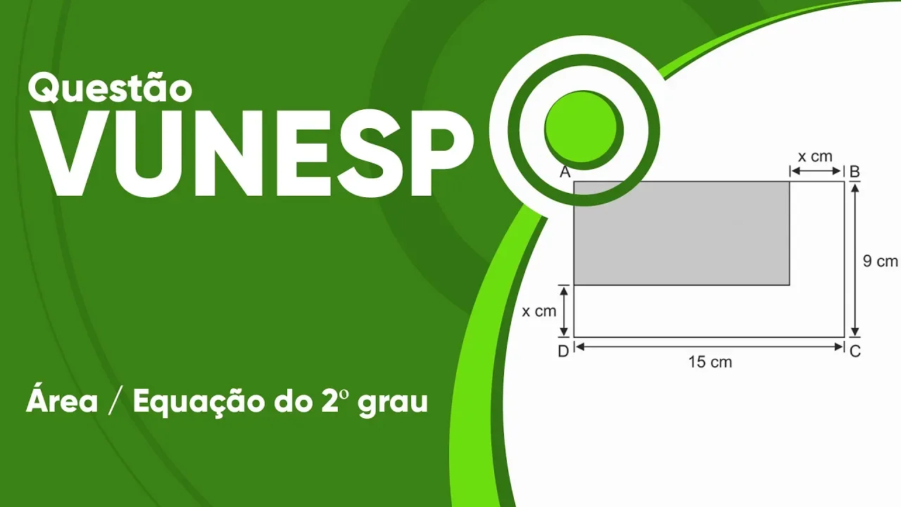 VUNESP 2019 - Área e equação do 2º grau (questão resolvida) - P. M. de Sorocaba