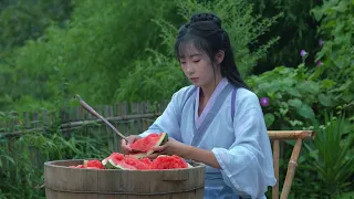 Make a rainbow dress from 1000 years ago with colorful fruits