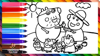 Desenhar E Colorir Peppa Pig E Sua Família Em Um Piquenique 🐷🧺🌽🍎🥦🌈 Desenhos Para Crianças
