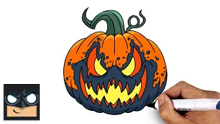 How to Draw Evil Halloween Pumpkin
