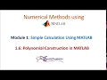 1 6 MATLAB Numerical Methods - Polynomial construction in MATLAB