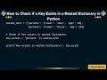 How to Check if a Key Exists in a Nested Dictionary in Python
