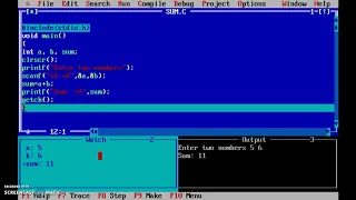 debug C program in turboC