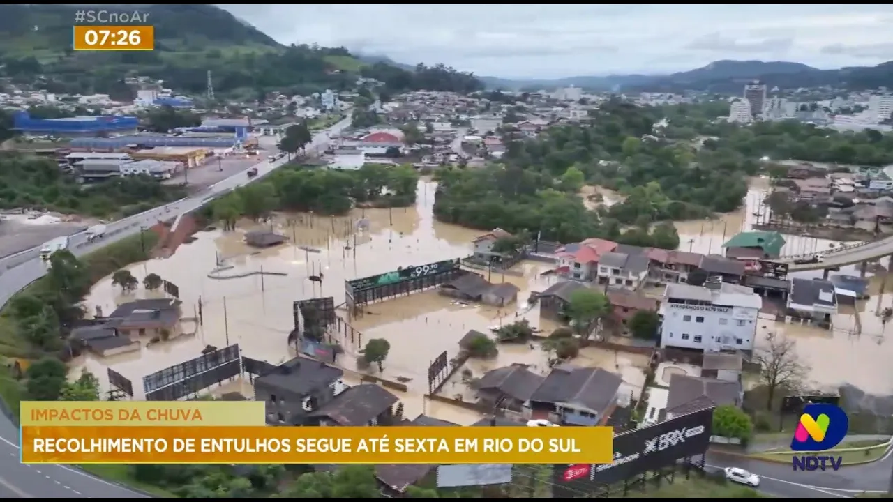 Impactos da chuva: recolhimento de entulhos segue até sexta em Rio do Sul