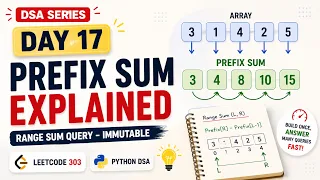DSA Day 17 Prefix Sum Explained Range Sum Query - Immutable LeetCode 303 Python DSA