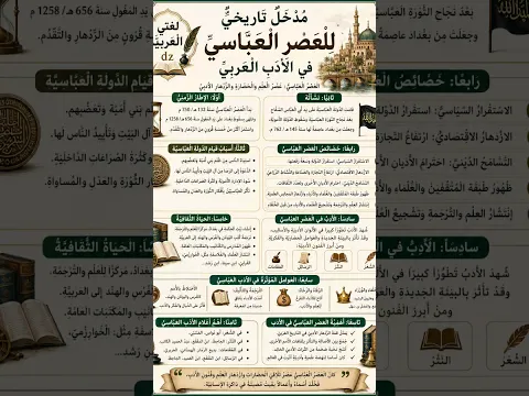 مدخل تاريخي للعصر العباسي في الأدب العربي. الثانية من التعليم الثانوي. اللغة العربیة.