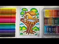 Colorful Treehouse Coloring Page for Kids Easy Nature Coloring Sheet