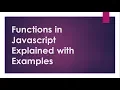 JavaScript tutorial ep 07 Javascript functions part 1 Learn javascript functions 2018