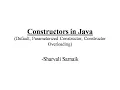 Constructors default parameterized in java Lecture 10 by Sharvali Sarnaik