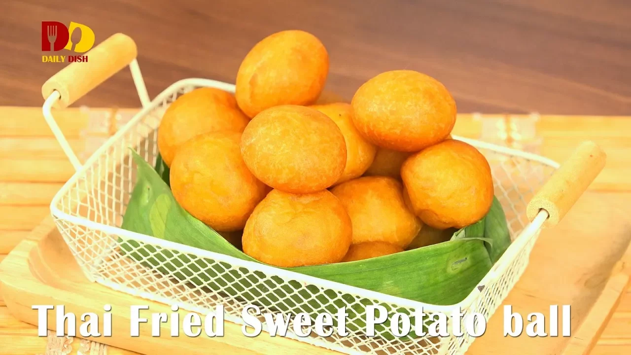 Thai Fried Sweet Potato Ball   Thai Dessert   Kai Nok Krata   
