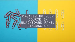 Organizing Your Course in Blackboard Panel Discussion