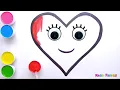 Rainbow Heart Glitter Coloring For Kids | Learn Shapes, Colors For Toddlers | Magic Fingers Art #02