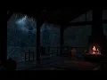 Rainy Night on a Cozy Porch | Crackling Fire \u0026 Thunderstorm Sounds for Deep Relaxation 🌧️🔥