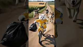 شوف القط مياو عمل ايه لما الذئاب جريت وراه Shorts Ai Cat Viral 