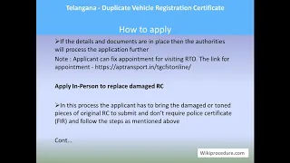 Telangana Duplicate Vehicle Registration Certificate 