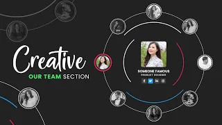 Animated Circular Our Team UI Design using CSS Vanilla Javascript Radial Team Section