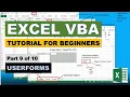 Excel VBA Tutorial for Beginners Part Userforms