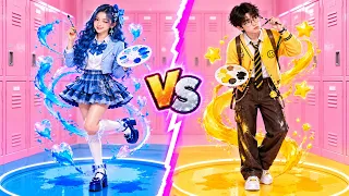 CEWEK POPULER 💅 vs COWOK KUPER 🤓ADU SENI DI SEKOLAH, SIAPA ARTIS SEBENARNYA?! 🎨🏆✨