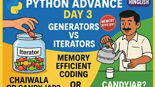 Python Day 3 Generators vs Iterators Explained Memory Efficient Coding with Real-Life Analogy