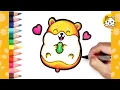 How to draw a Cute Hamster Drawing and Color Pencil Coloring Page Kawaii Animals Drawing