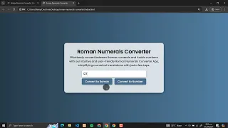 Roman Numeral Converter Using HTML CSS and JavaScript with Source Code