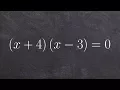 Solve using the zero product property