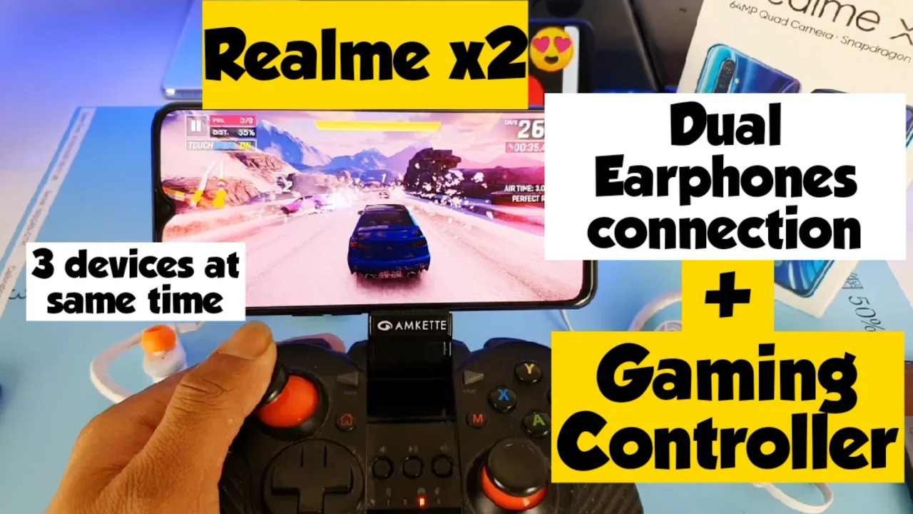 Realme x2 dual Bluetooth earphones and bluetooth gaming controller