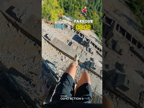 Normal VS Parkour POV descent from this quarry ⏱️🥵 @DJI