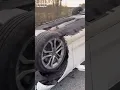 Father shows impaled car after daughter survives crash