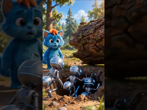 The Accidental Helper Blue Cat & Robot Ant #funny #cartoon #animation #bluecat