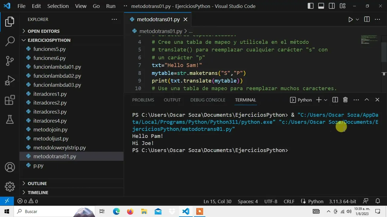 Curso de Programacion Python Desde Cero Metodos Maketrans y Translate