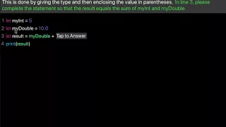 Learn Swift Type casting from Int to Double Chapter 21 Lesson 6