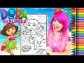 Coloring Dora The Explorer Tropical Beach GIANT Coloring Page Crayola Crayons KiMMi THE CLOWN