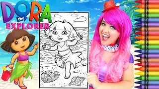 Coloring Dora The Explorer Tropical Beach GIANT Coloring Page Crayola Crayons KiMMi THE CLOWN