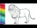 How to Draw a Lion - Learning Wild Animals Color pages for Kids