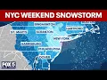 How much will it snow this weekend in NYC NJ Timeline predicted totals