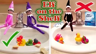 Purple & Pink Elf on the Shelf - Good Elves vs Evil Elf Feeding the Ducks! Day 30