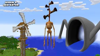 SURVIVING FROM WOOD SIREN HEAD AND SEA EATER in Minecraft - Gameplay