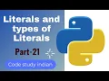 Literals and types of Literals in python codestudyindian13114