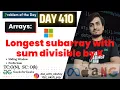 Longest subarray with sum divisible by K GFG POTD D-410 Microsoft PrefixSum 10Jan